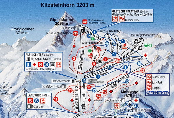 Trail Map of Kaprun Glacier Kitzsteinhorn
