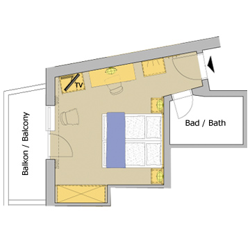 Double room with balcony, baht / toilet, flatscreen with cable - TV, minibar, free tea facilities, free wireless lan, telephone, safe, bathrobe and hair dryer.